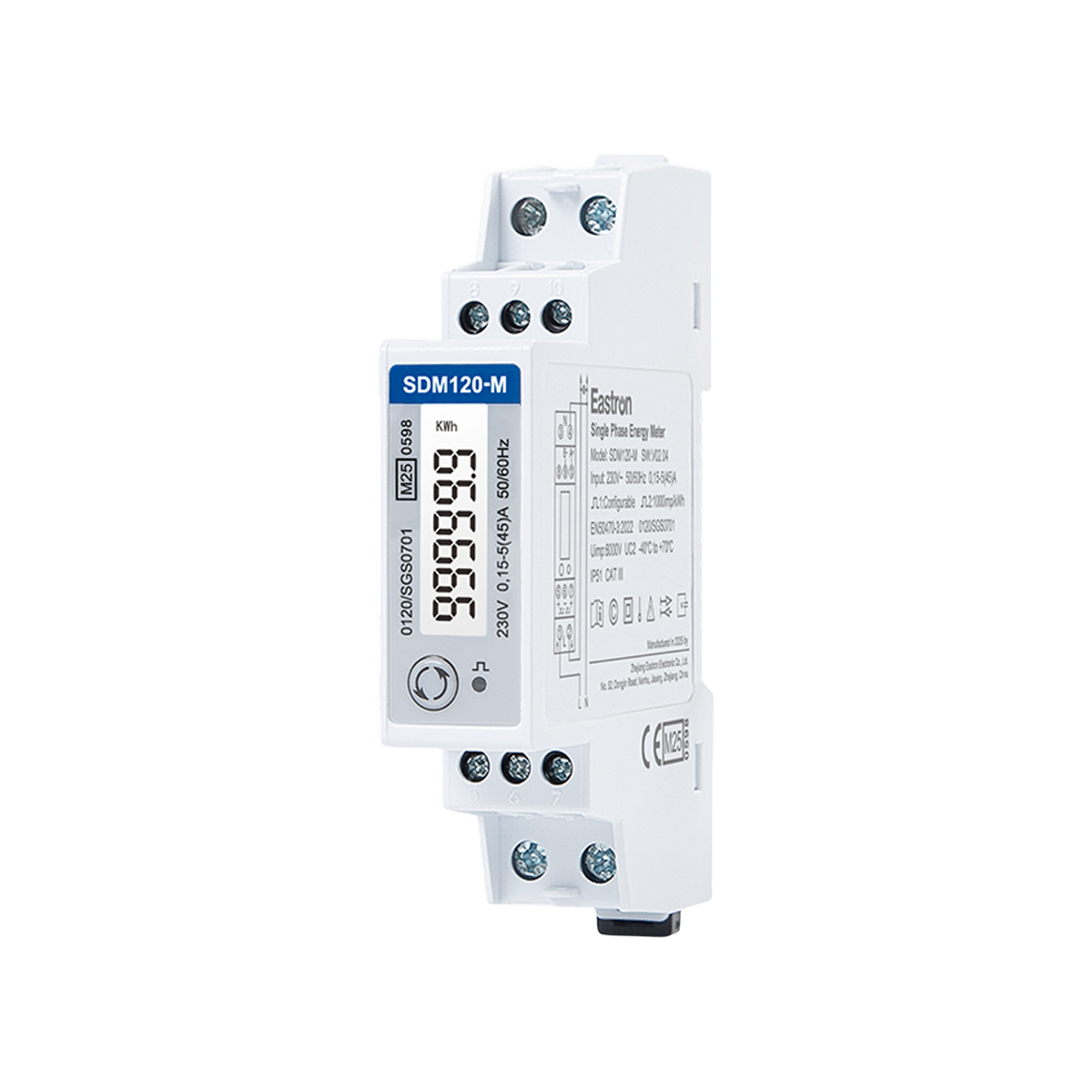 SDM120 Modbus 1 fase kWh energie meter 45A LCD MID 1-fase meter