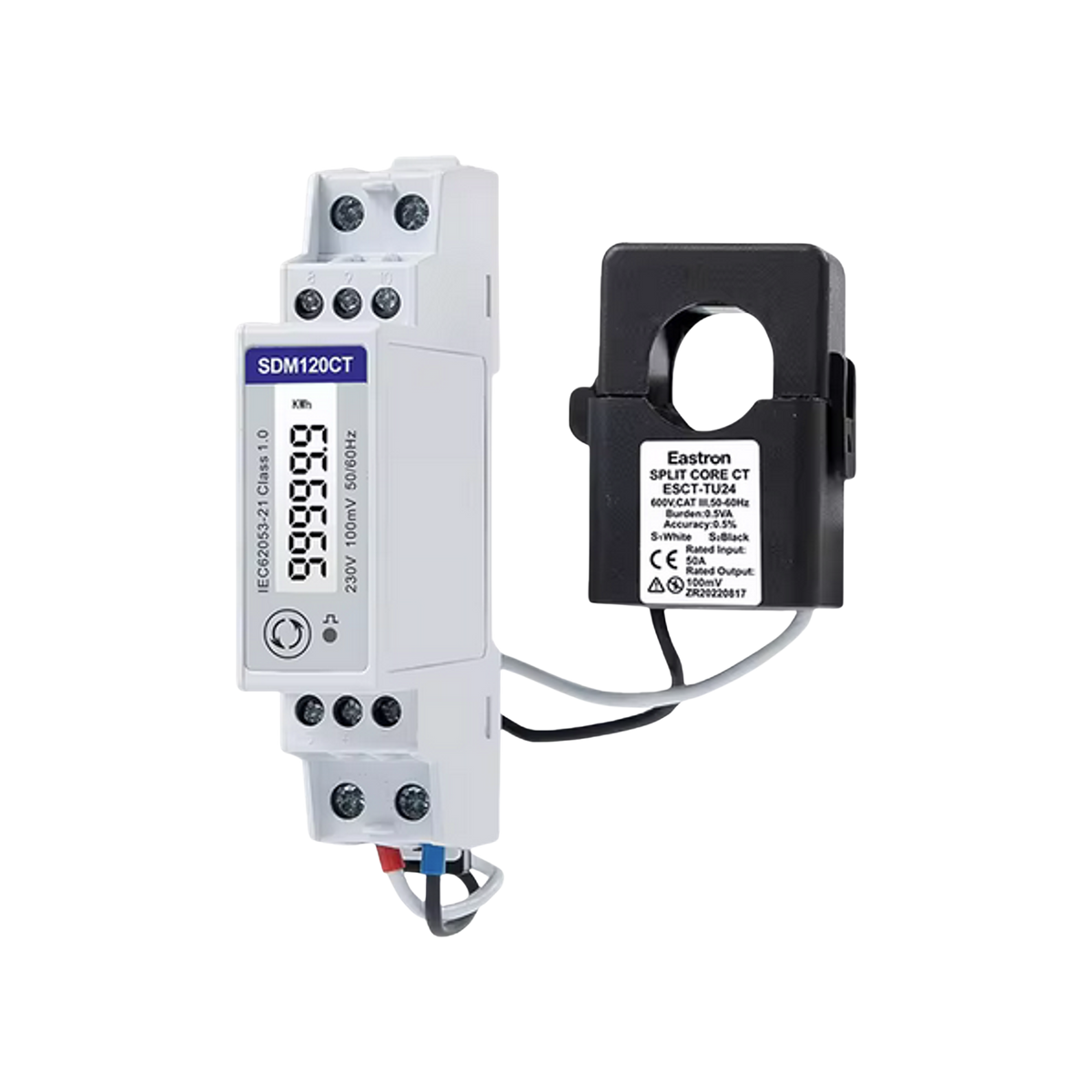 SDM120CT Modbus 1 fase kWh energie meter 100A LCD MID 1-fase meter